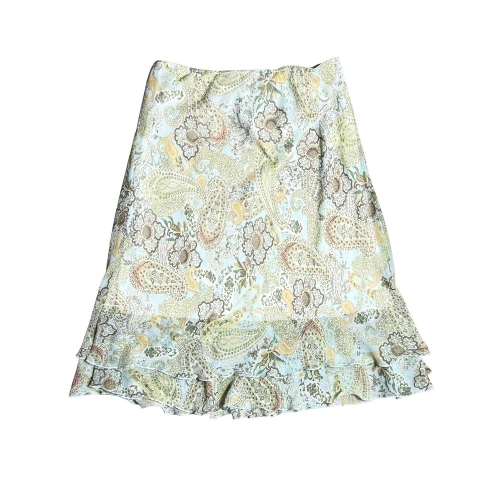 Briggs New York Paisley Floral Ruffle Hem Midi Skirt